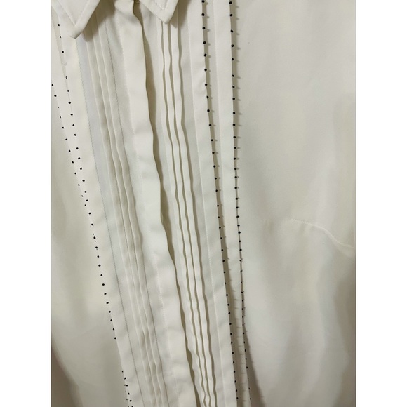 White House Black Market Blouse Pleated Pearls - Picture 2 of 5